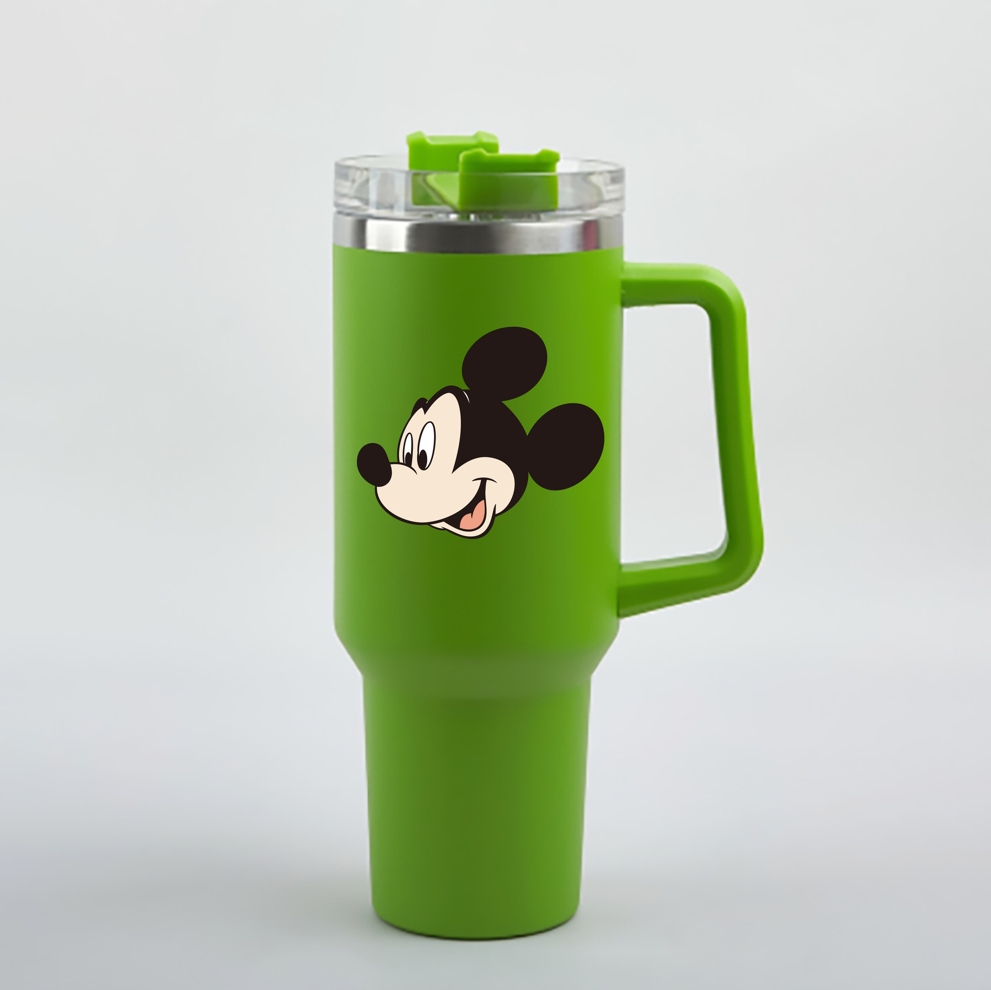 （画像用） ミッキーマウス Mickey Mouse 1200mL車用タンブラー - クリスタルステッカー（プラスチックストロー付き）